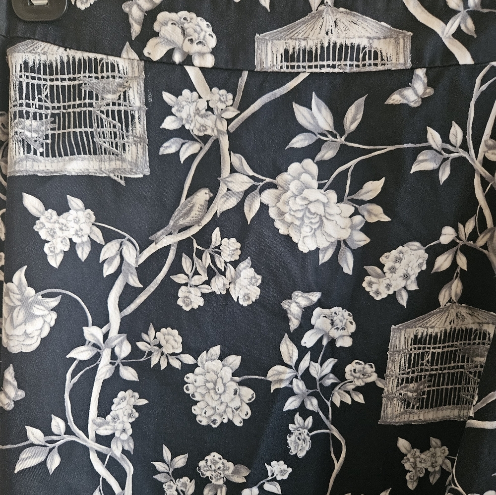 Talbots Toile Birdcage Floral A-Line Skirt - Picture 2 of 5